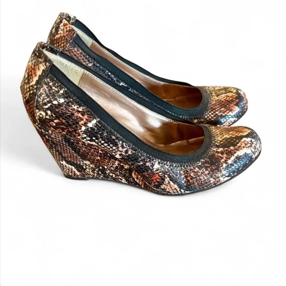 BCBG Faux Snakeskin Wedge Heels - Size 9